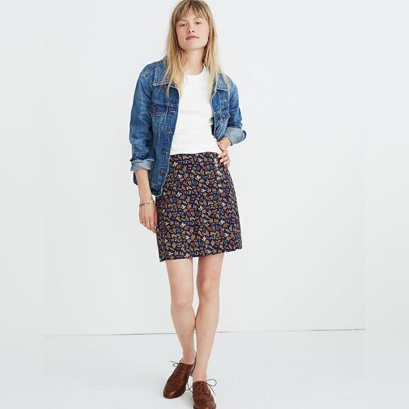 Madewell Side-Button A-Line Mini Skirt in Garden Party, sz 2 EUC - Picture 1 of 14